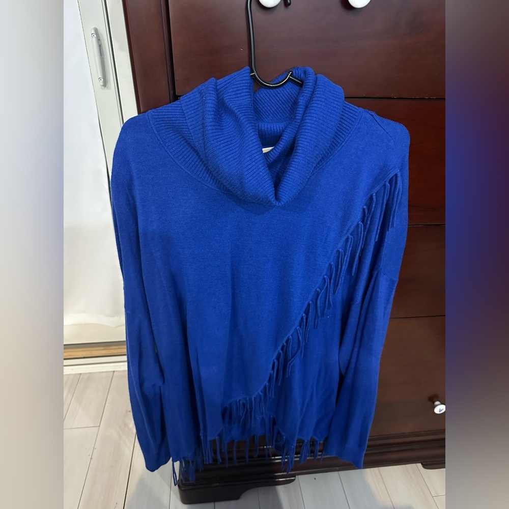 Royal blue fringe Michael Kors sweater